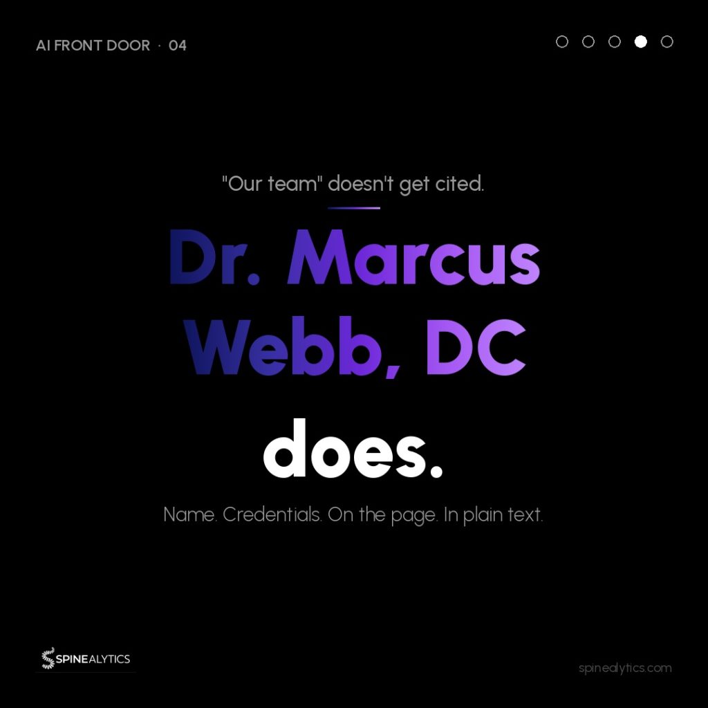Side-by-side comparison of non-citable versus citable chiropractic page language